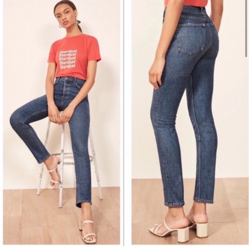 REFORMATION Serena High Waist Button Fly Skinny Jeans Kasai Wash - Picture 1 of 4
